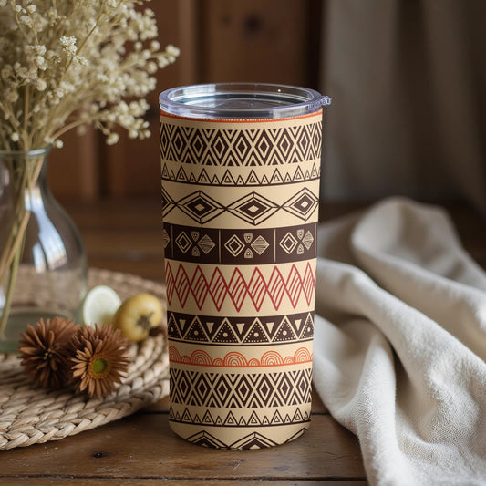 Geometric Patterned Insulated Tumbler with Lid Cup