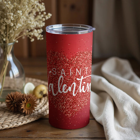 Saint Valentin Red Glittery Heart Design Tumbler
