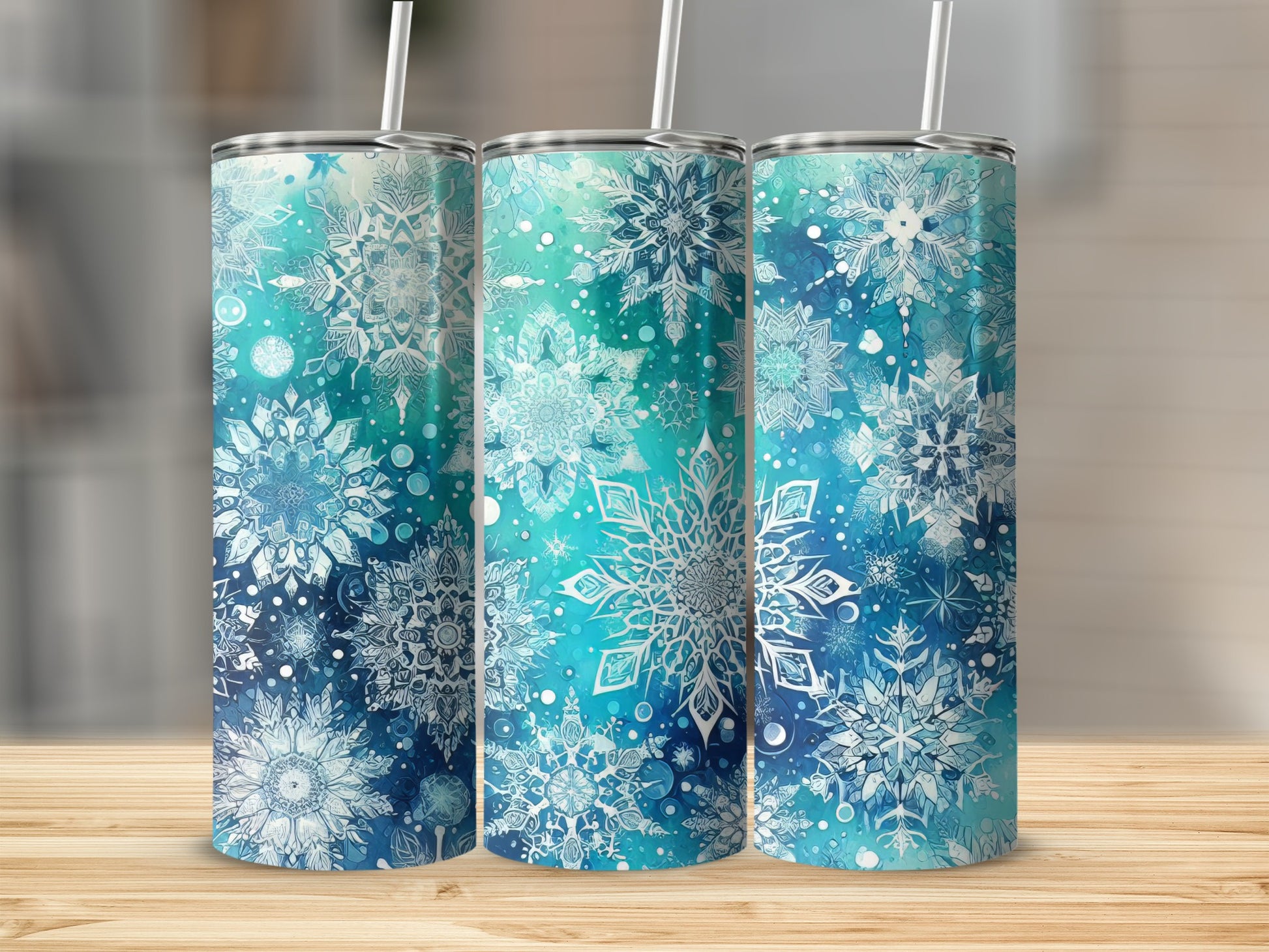 Sparkling Snowflakes Glitter Tumbler With Straw