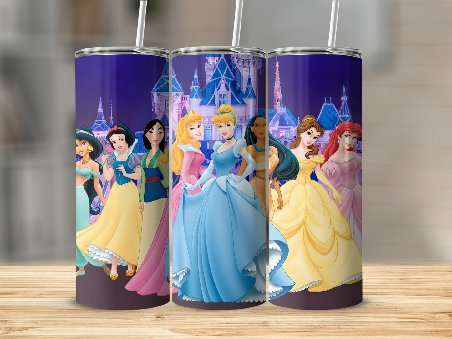 Princesses Tumbler with Straw Stainless Steel Flask