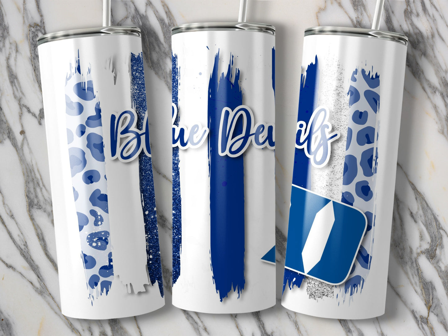 Blue Devils Duke Team Colors Stripes Tumblers