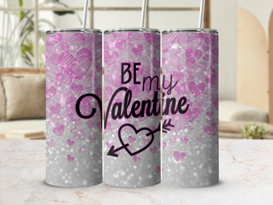 Pink Hearts Be My Valentine Glittery Tumbler product type