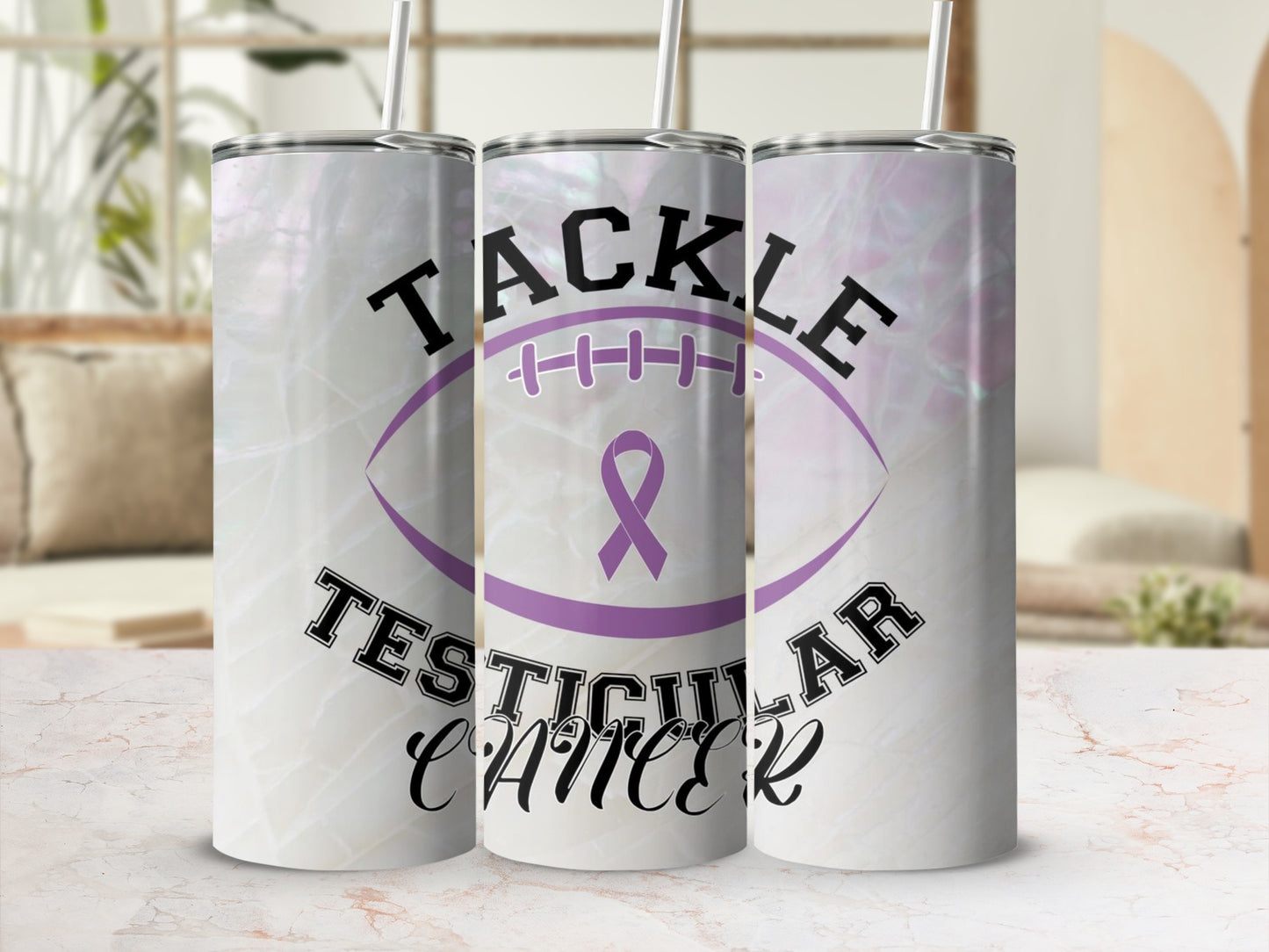 Tackle Testicular Cancer Awareness Tumbler Cup