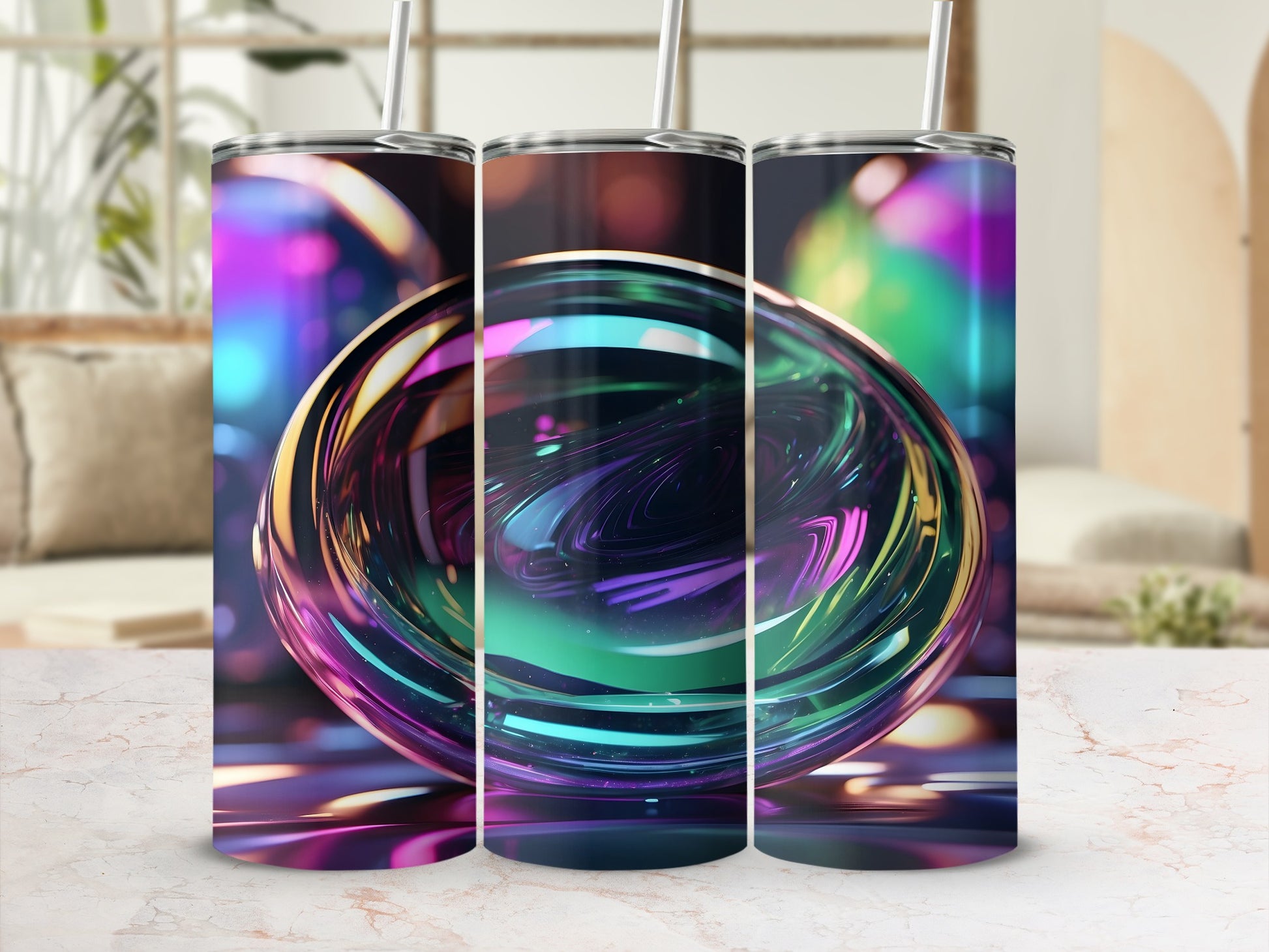 Vibrant Abstract Swirl Sphere Design Tumbler product type