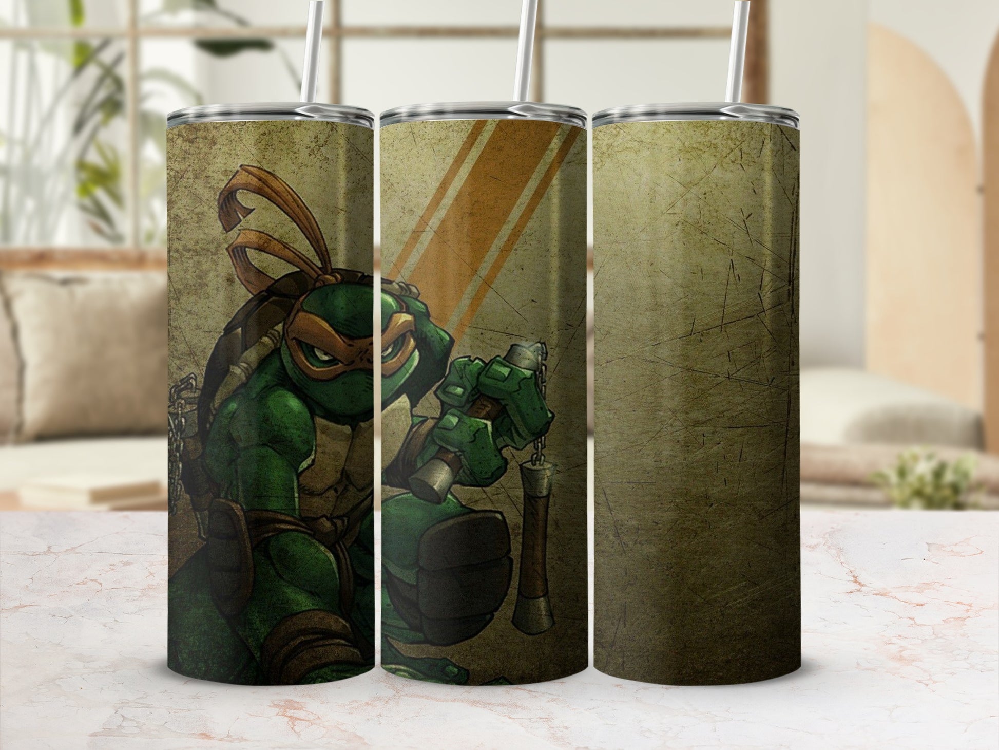 Ninja Turtle Graphic Design Tumbler with Straw