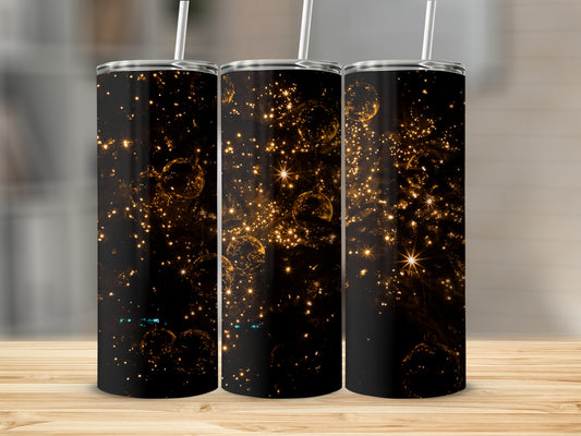 Black and Gold Sparkling Stars Tumbler
