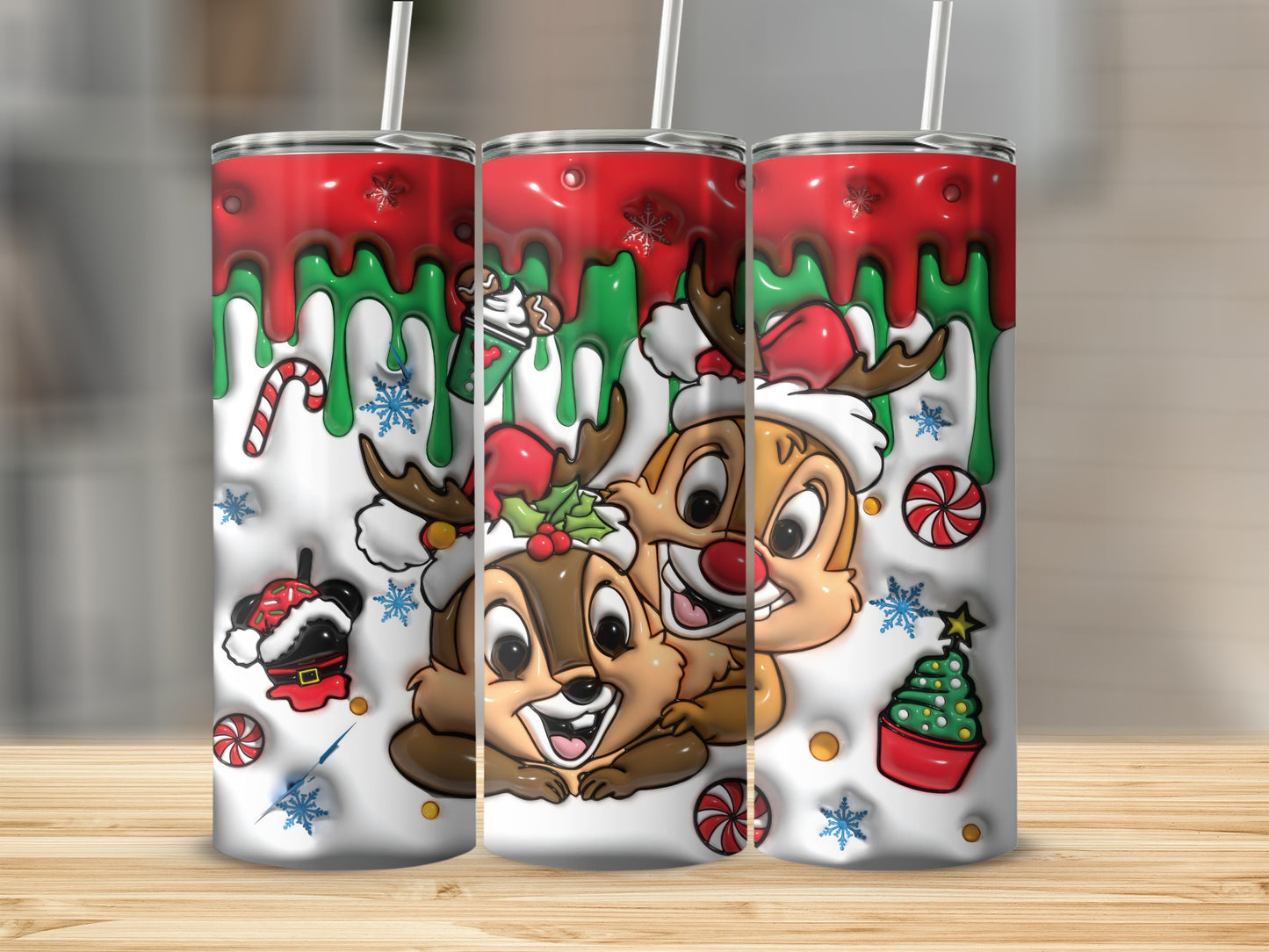 Christmas Reindeer with Candy Canes Tumbler Product