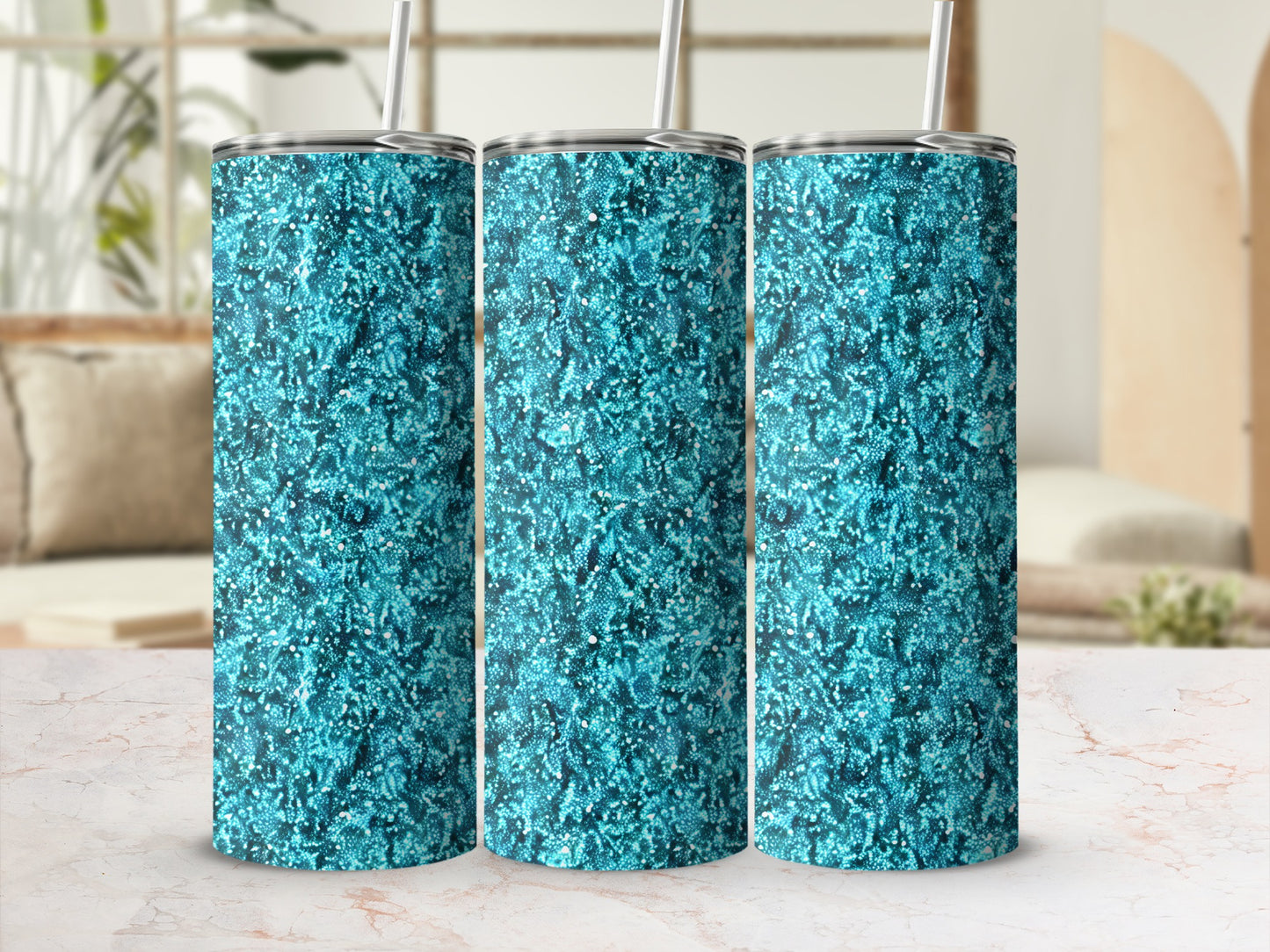 Glittery Blue Sparkle Tumbler to Shine Your Day
