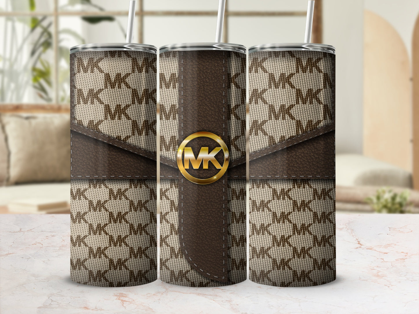Stylish Brown Patterned Custom Insulated Tumbler