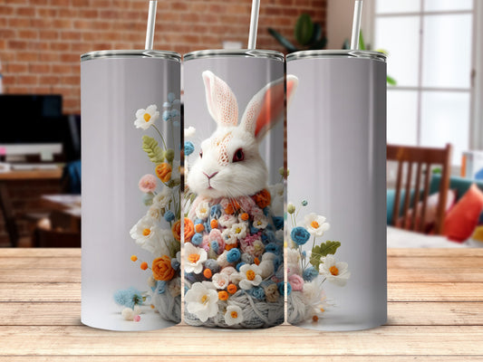 White Bunny Crocheted Flowers Tumbler Product Type