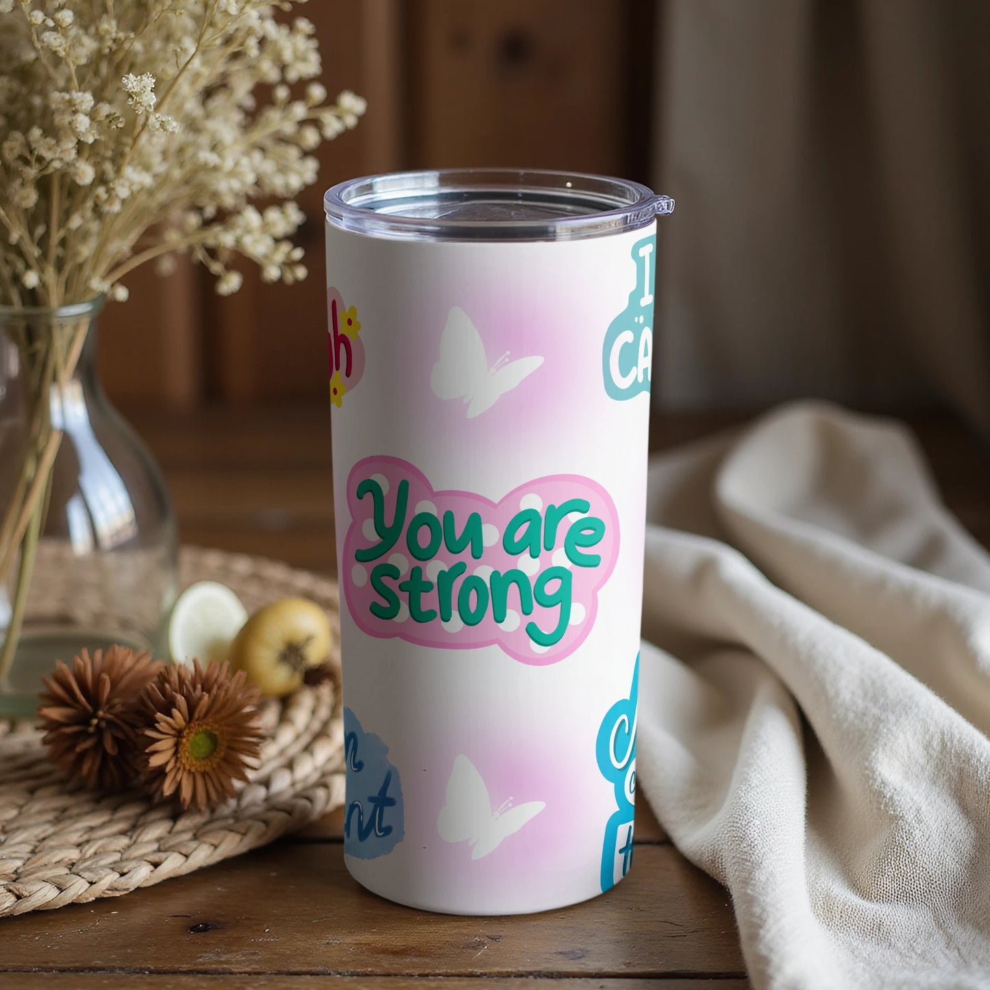 Inspirational You Are Strong Tumbler Motivational Drinkware