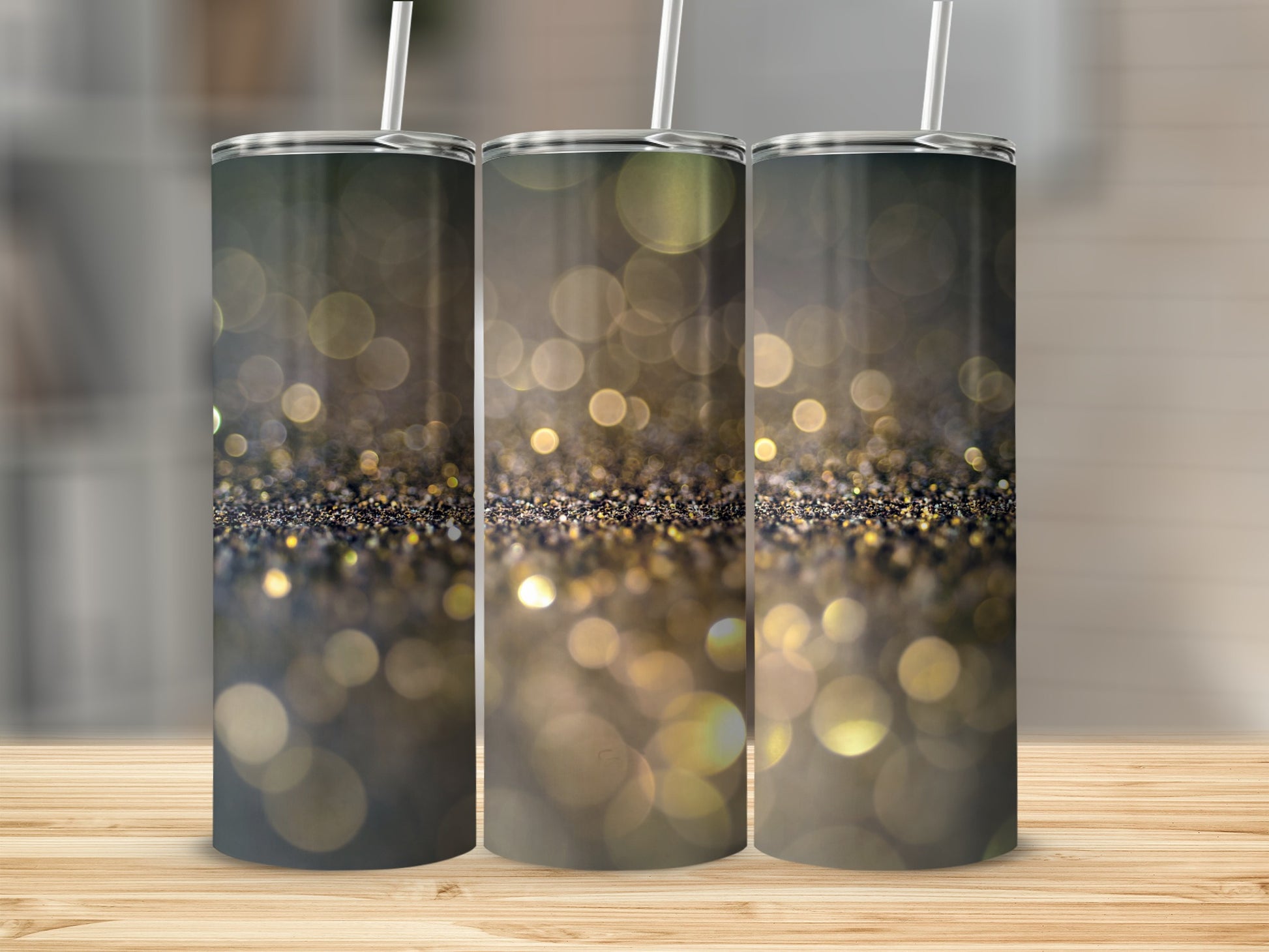 Glittery Bokeh Lights Design Insulated Tumbler Cup
