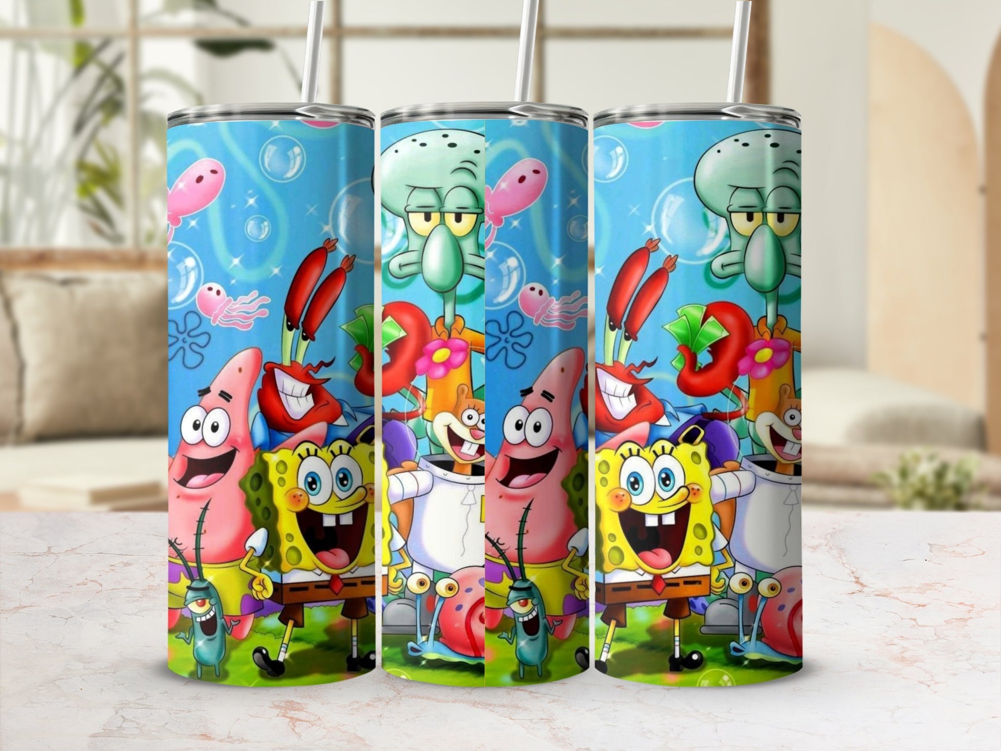 Colorful Cartoon Character Insulated Tumbler Cup Set