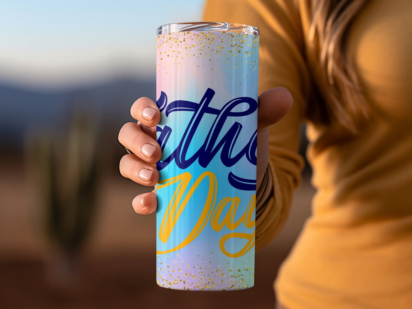 Father's Day Gradient Tumbler with Gold Accents