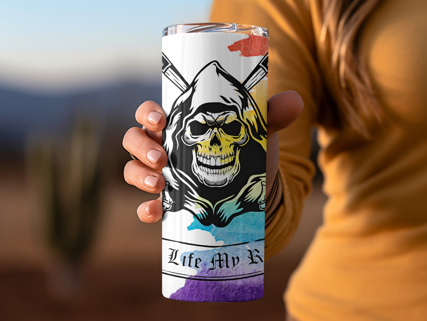 Life My Rules Skull Artwork Insulated Tumbler Cup