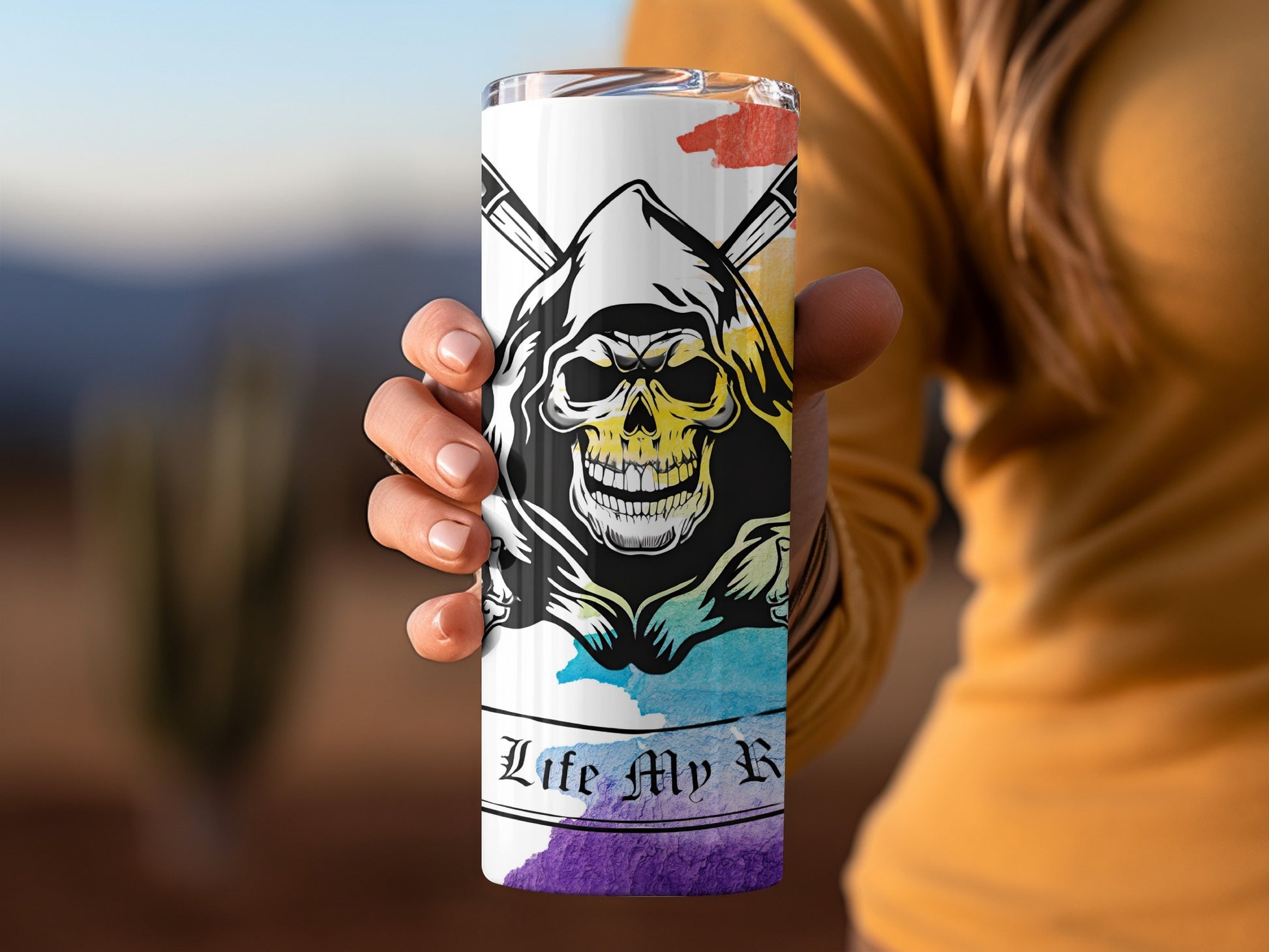 Life My Rules Skull Artwork Insulated Tumbler Cup