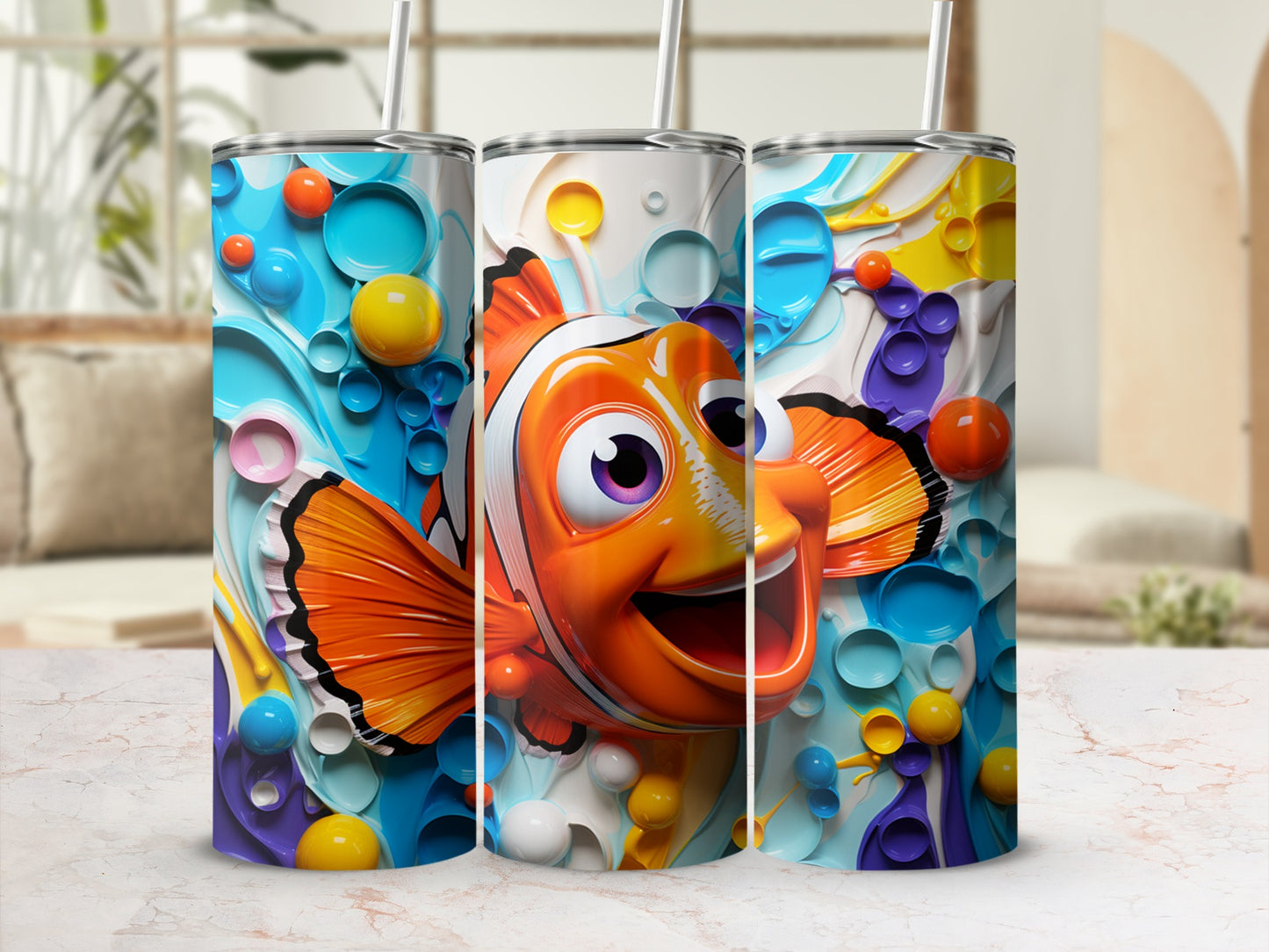 Colorful Cartoon Fish Design Insulated Tumbler