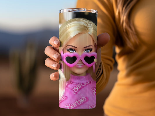 Barbie Doll Design Heart Sunglasses Tumbler Cup