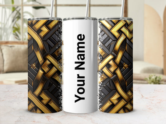 Customized Your Name Black and Gold Insulated Tumbler