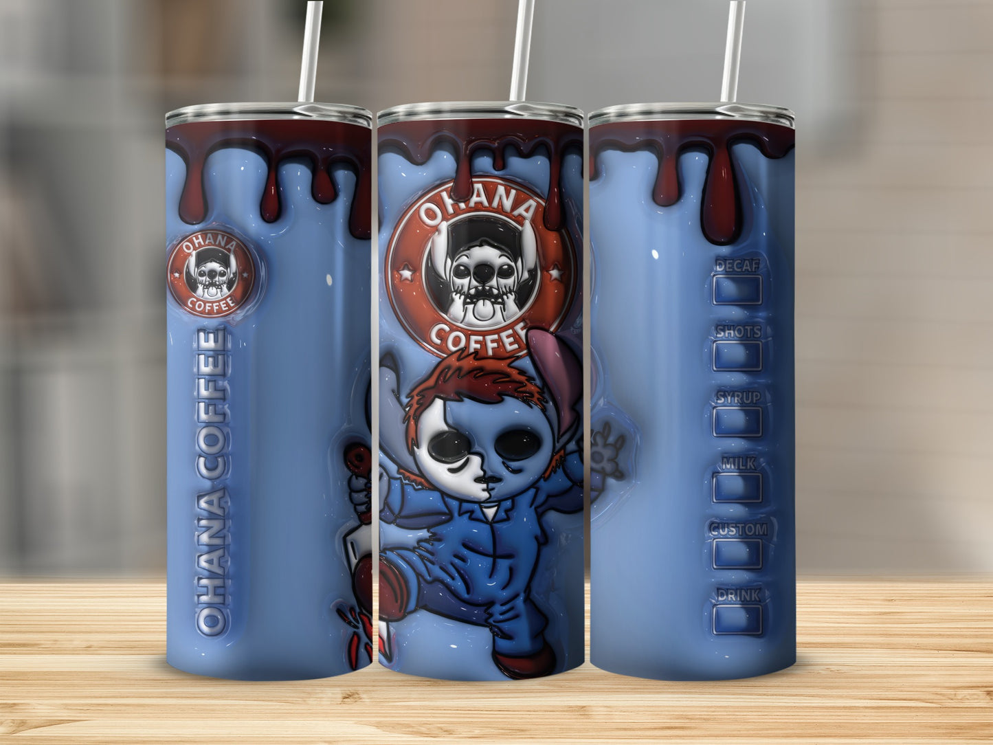 Ohana Coffee Tumbler with Unique Skull Design