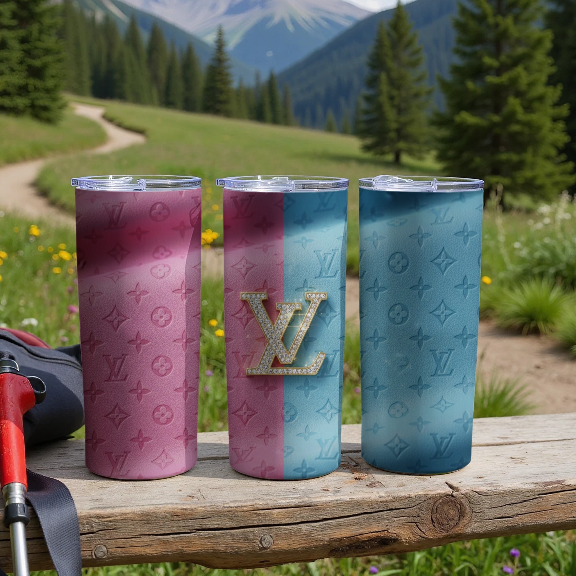 Stylish Pink and Blue Tumbler for Outdoor Adventures