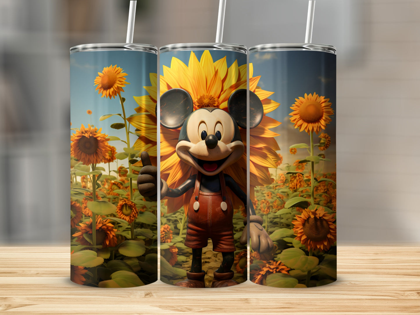 Mickey Mouse with Sunflowers Tumbler Cup