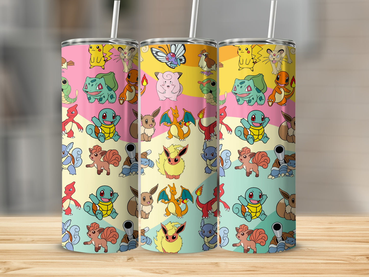 Colorful Pokémon Character Design Tumbler Set