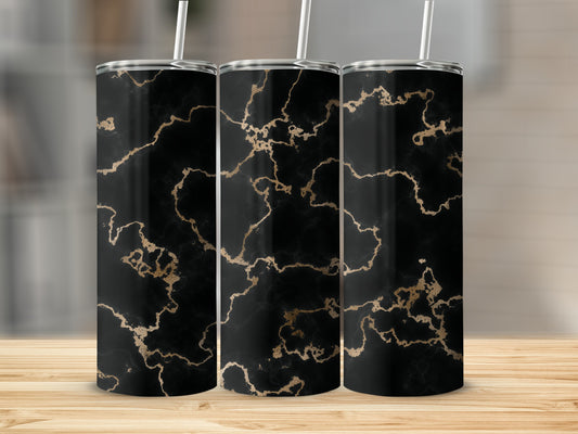Black Marble with Golden Veins Sophisticated Design Tumblers