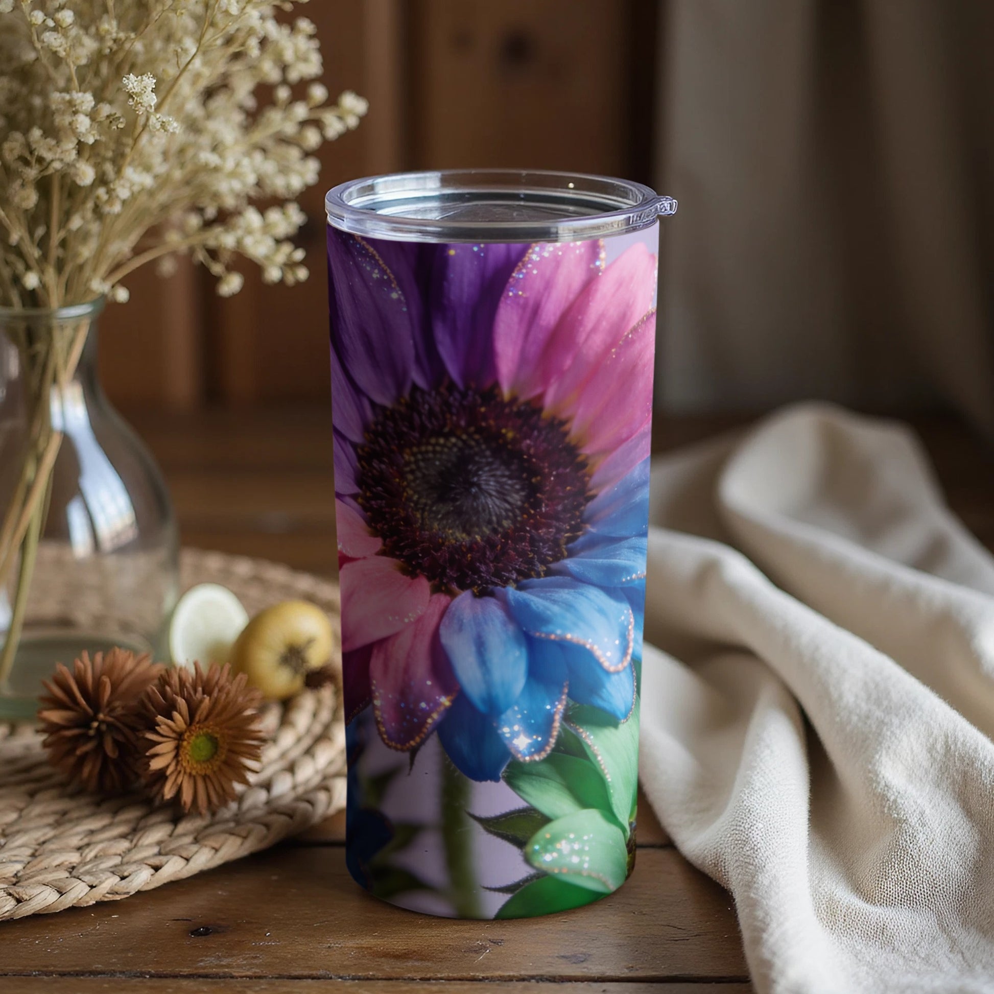 Vibrant Floral Design Insulated Tumbler for Hot Cold Drinks