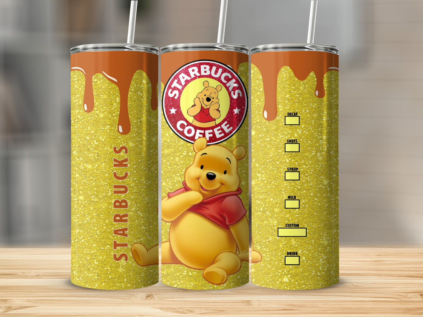 Starbucks Coffee Winnie the Pooh Glitter Tumbler