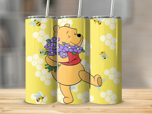 Cheerful Bear and Flowers Beverage Tumbler Product