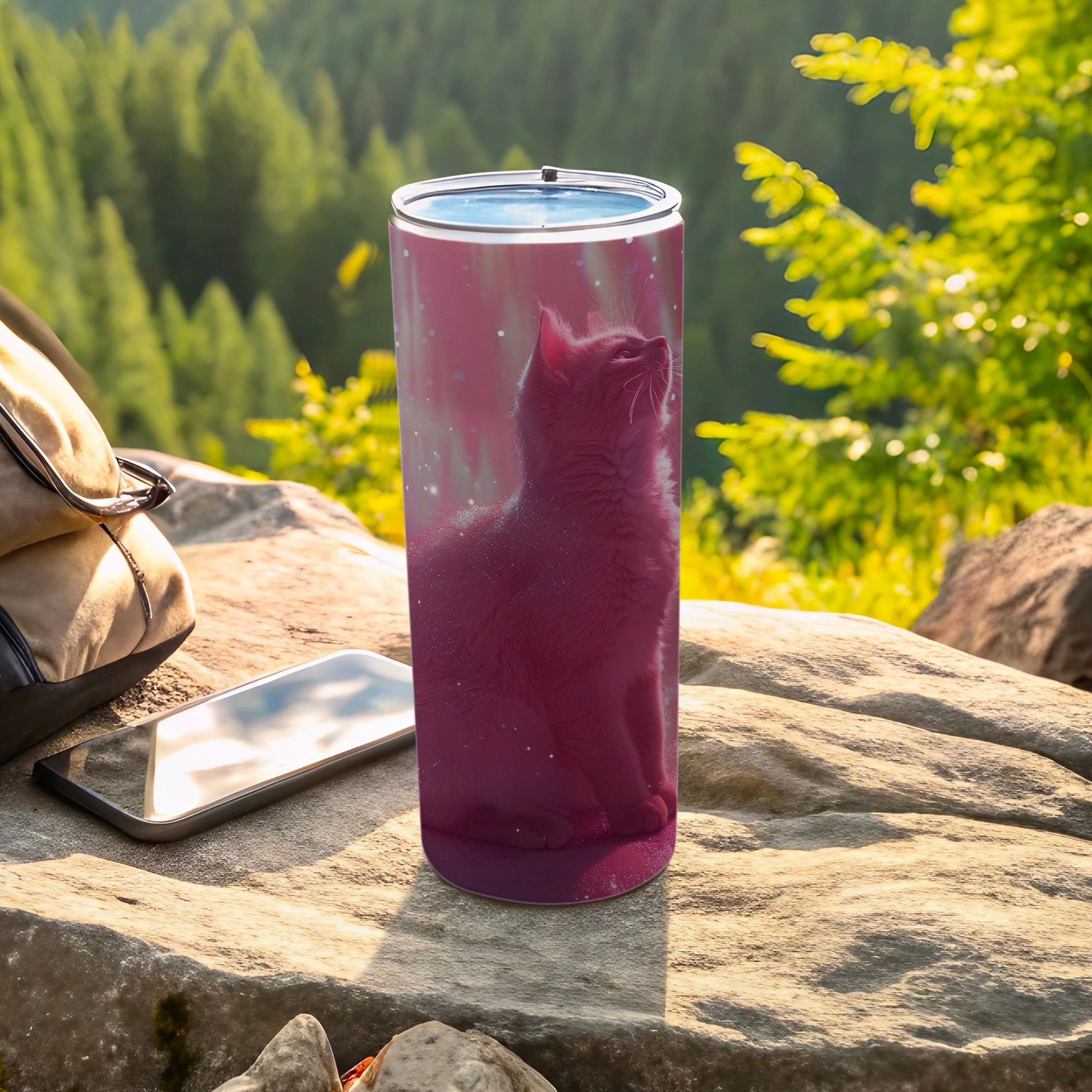 Gorgeous Pink Cat Tumbler Mountain Scenery product type