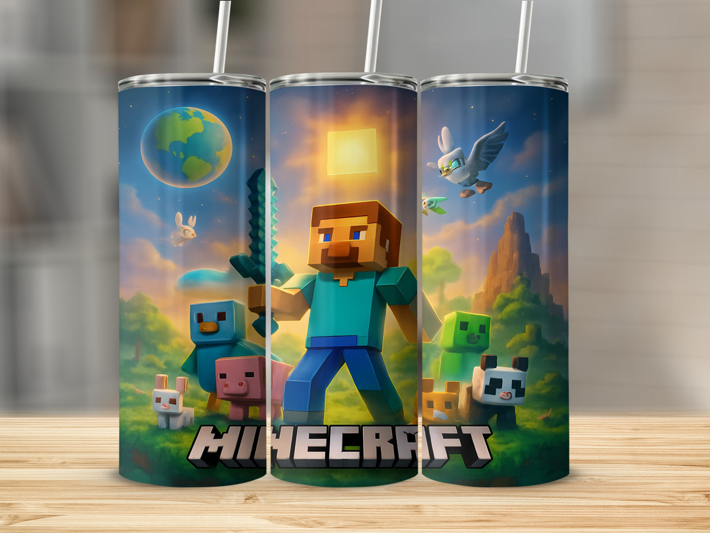 Vibrant Minecraft Characters Themed Tumbler for Gamers