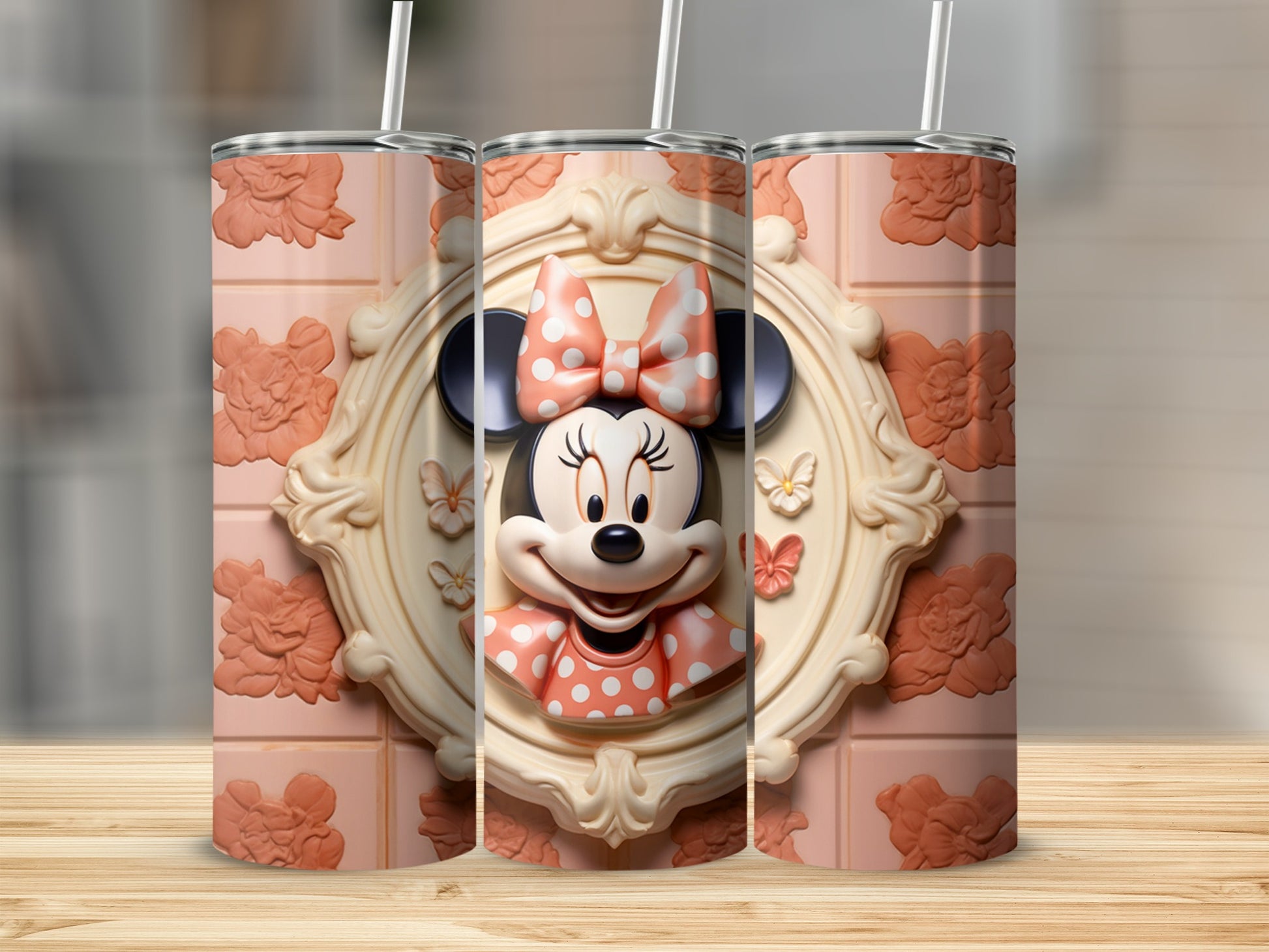 Cute Minnie Mouse Tumbler with Polka Dot Bow Design