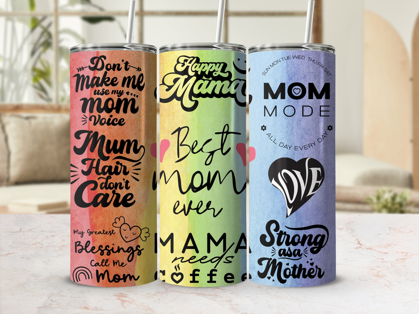 Inspirational Mother's Day Quotes Colorful Tumbler Set