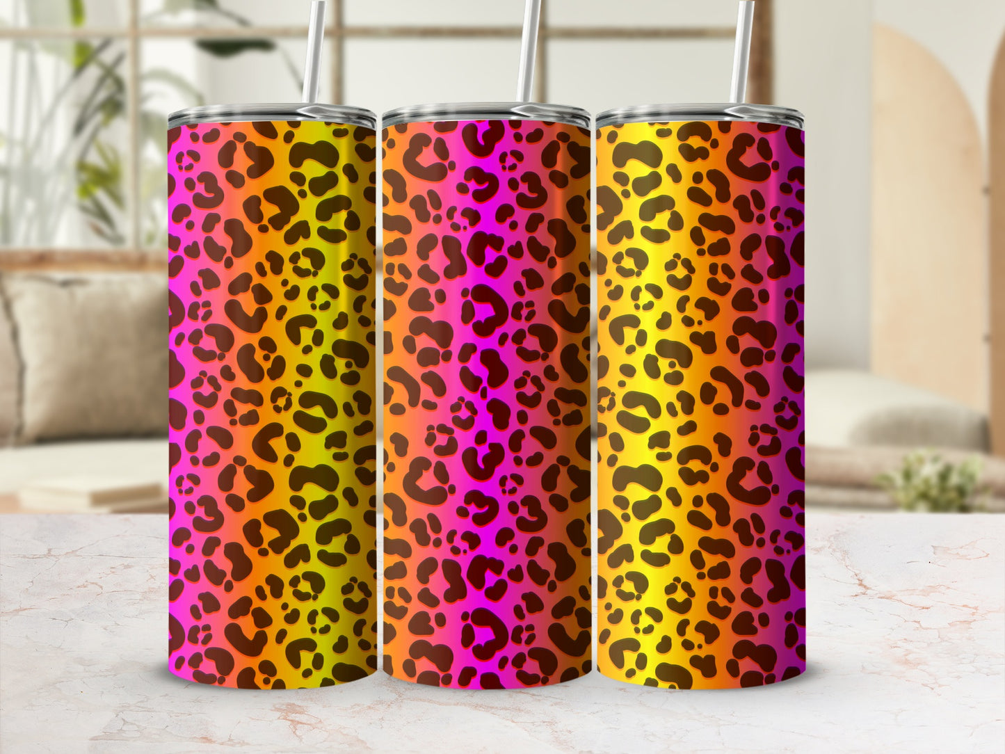 Colorful Leopard Print Design Insulated Tumbler Product