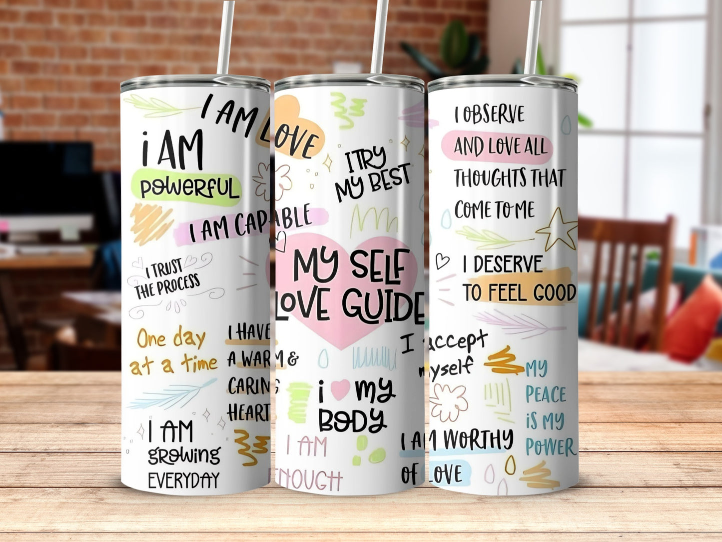 Affirmation Motivational Tumblers with Uplifting Quotes