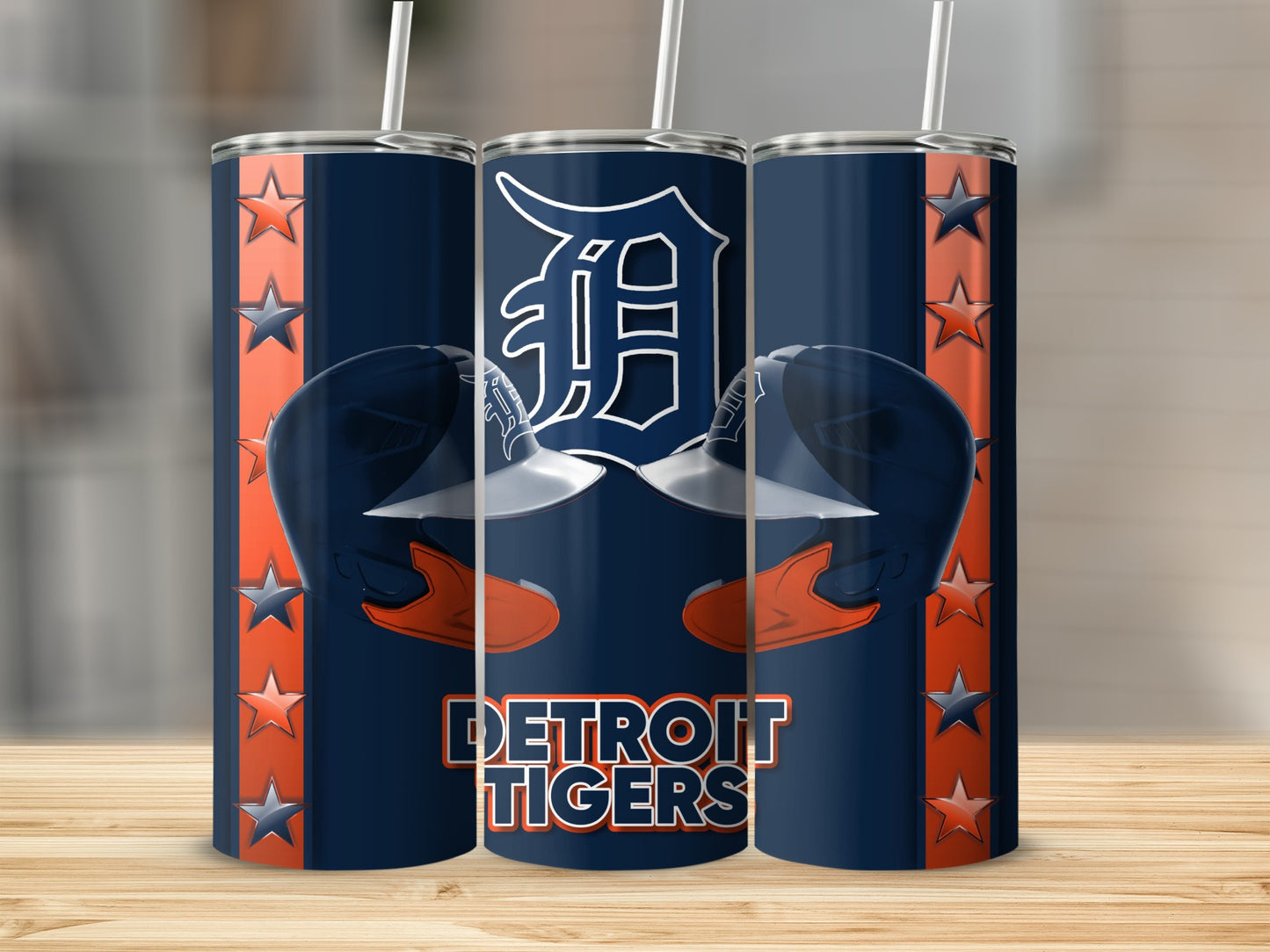 Detroit Tigers Helmets with Stars Backgrounds Tumblers