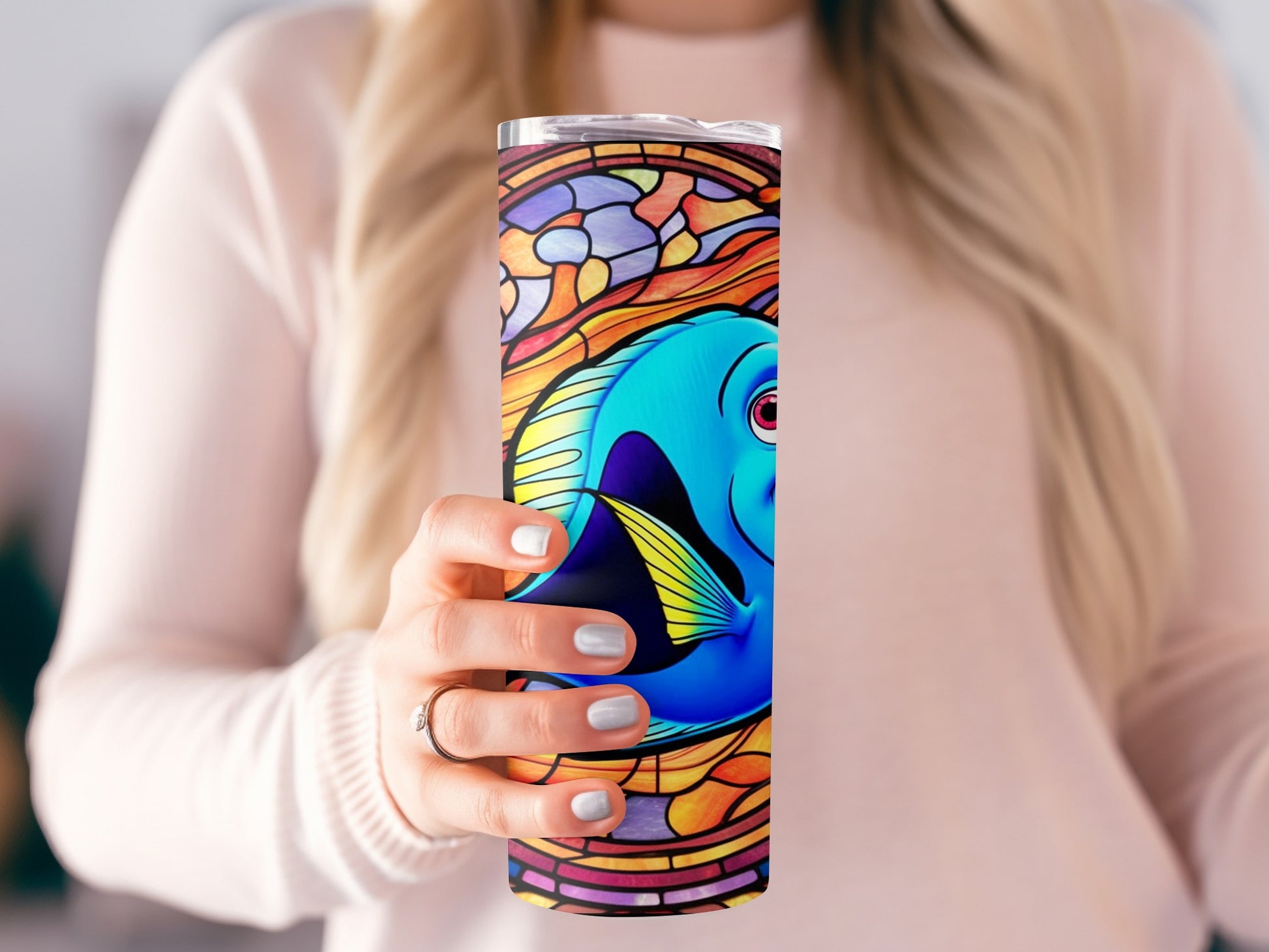 Colorful Fish Stained Glass Design Tumbler Product