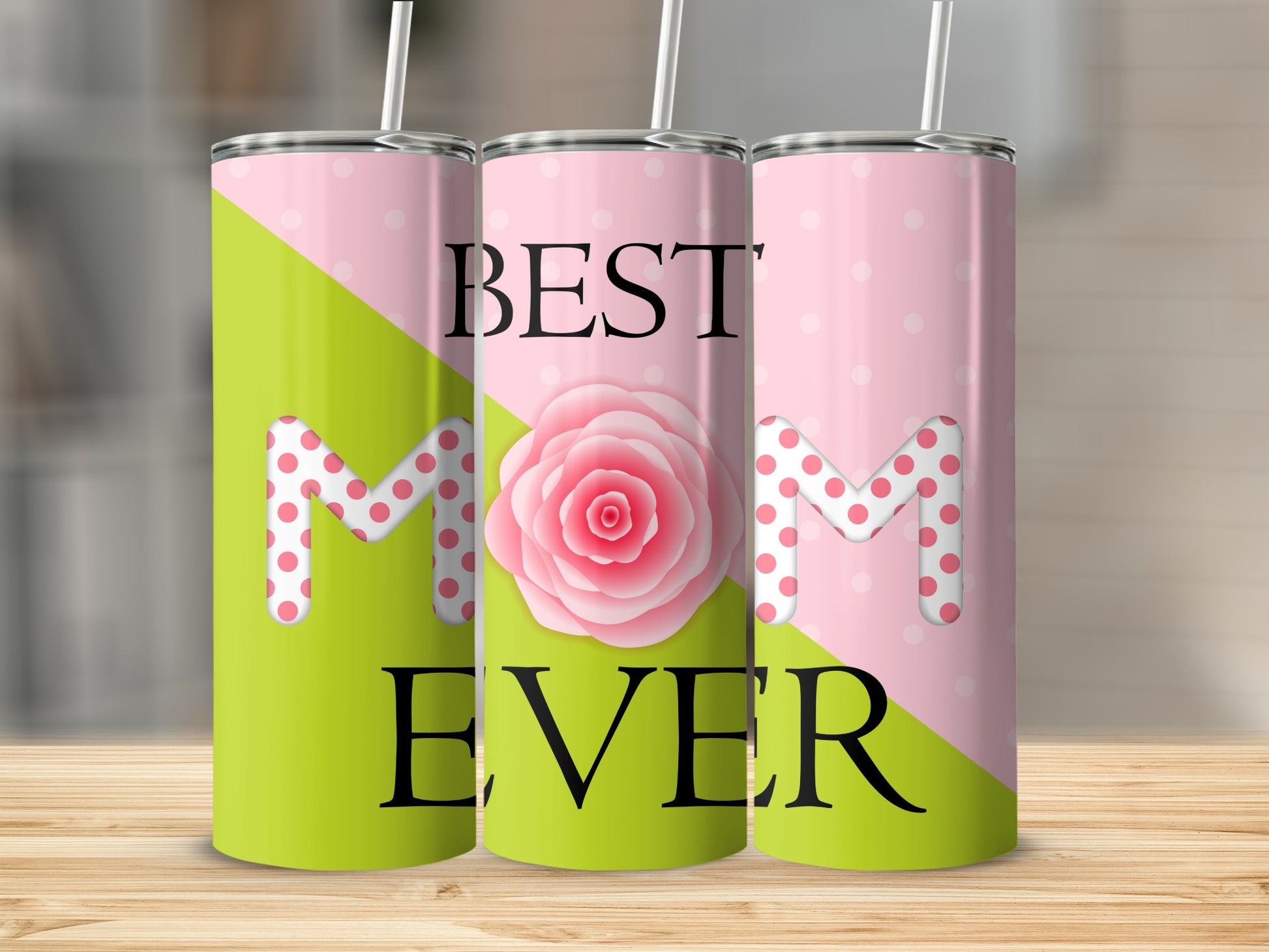 Best Mom Ever Pink Polka Dot Insulated Tumbler