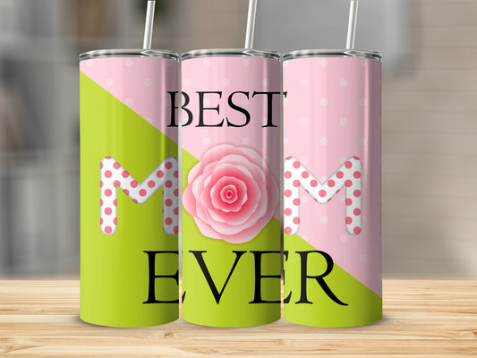 Best Mom Ever Pink Polka Dot Insulated Tumbler