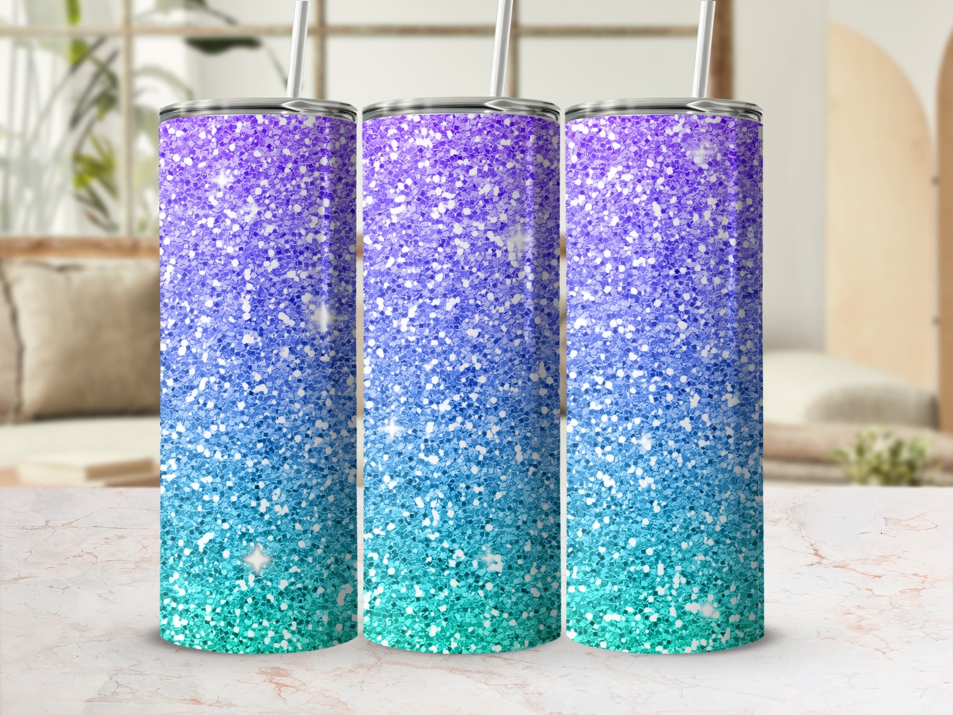 Purple Blue Teal Gradient Glitter Ombre Tumbler product type