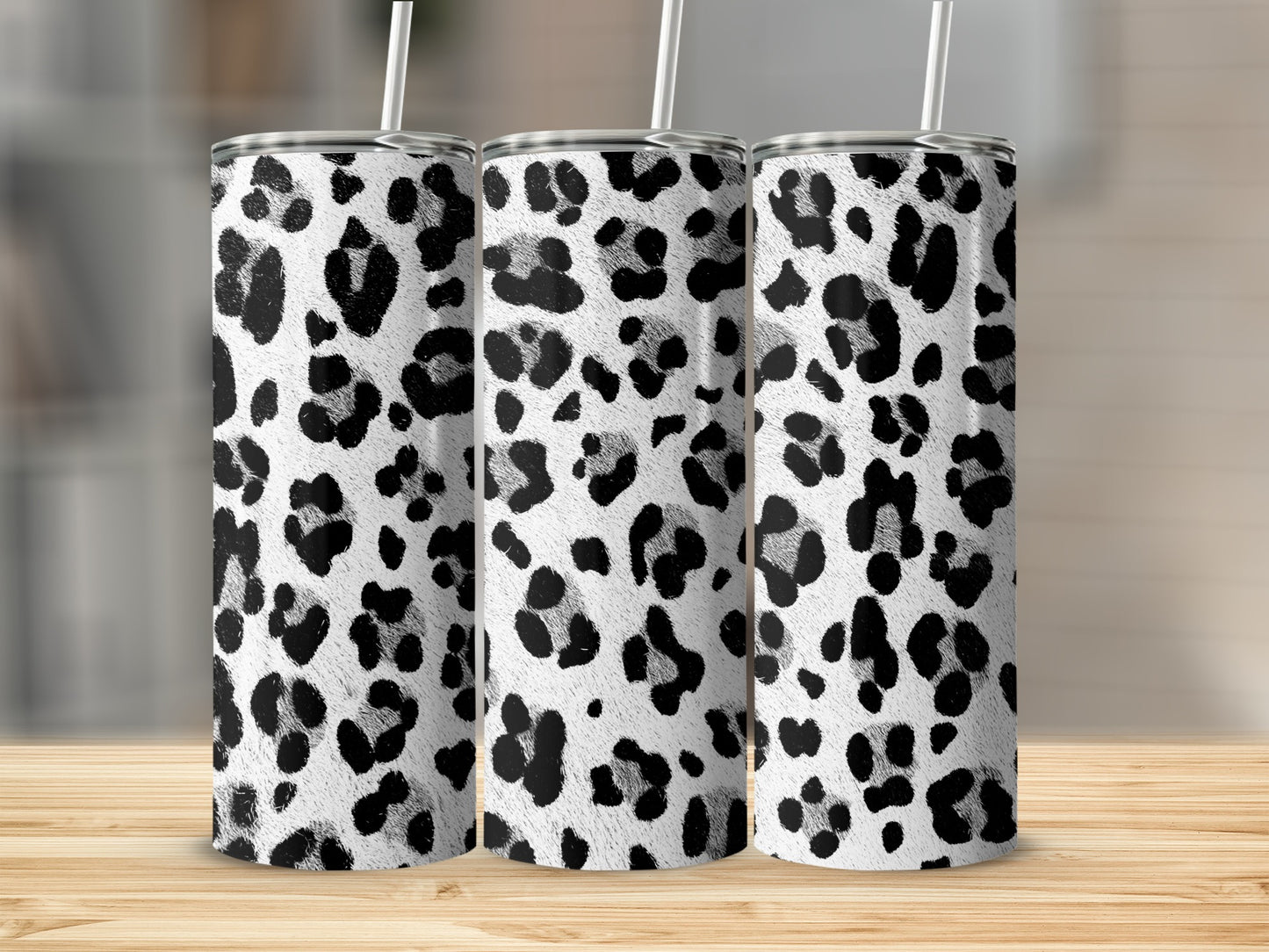 Black and White Cow Print Pattern Tumbler