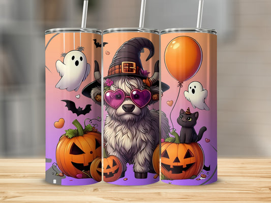 Halloween Ghost and Pumpkin Themed Tumbler Cup