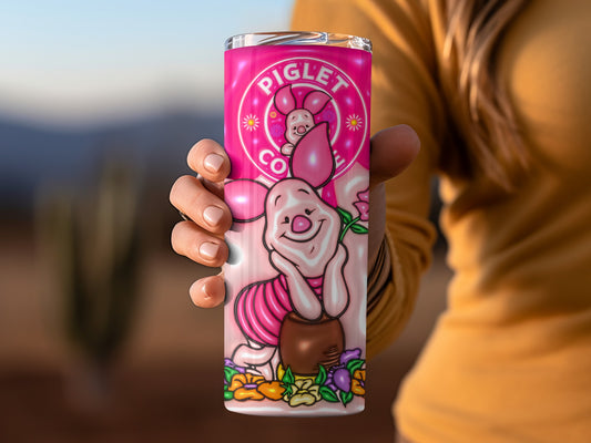 Piglet Cartoon Character Tumbler With Pink Background