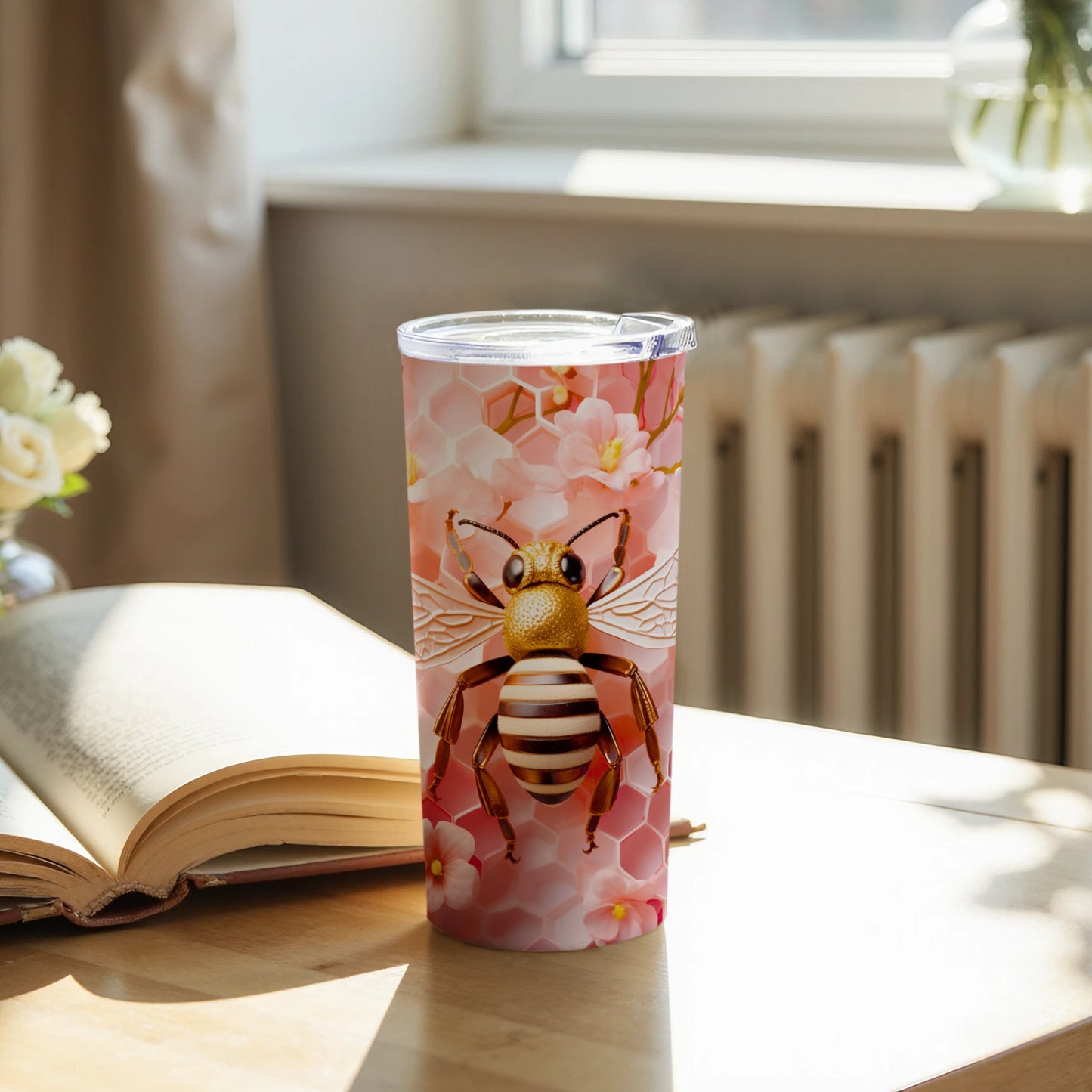 Pink Bee Honeycomb Floral Tumbler product type