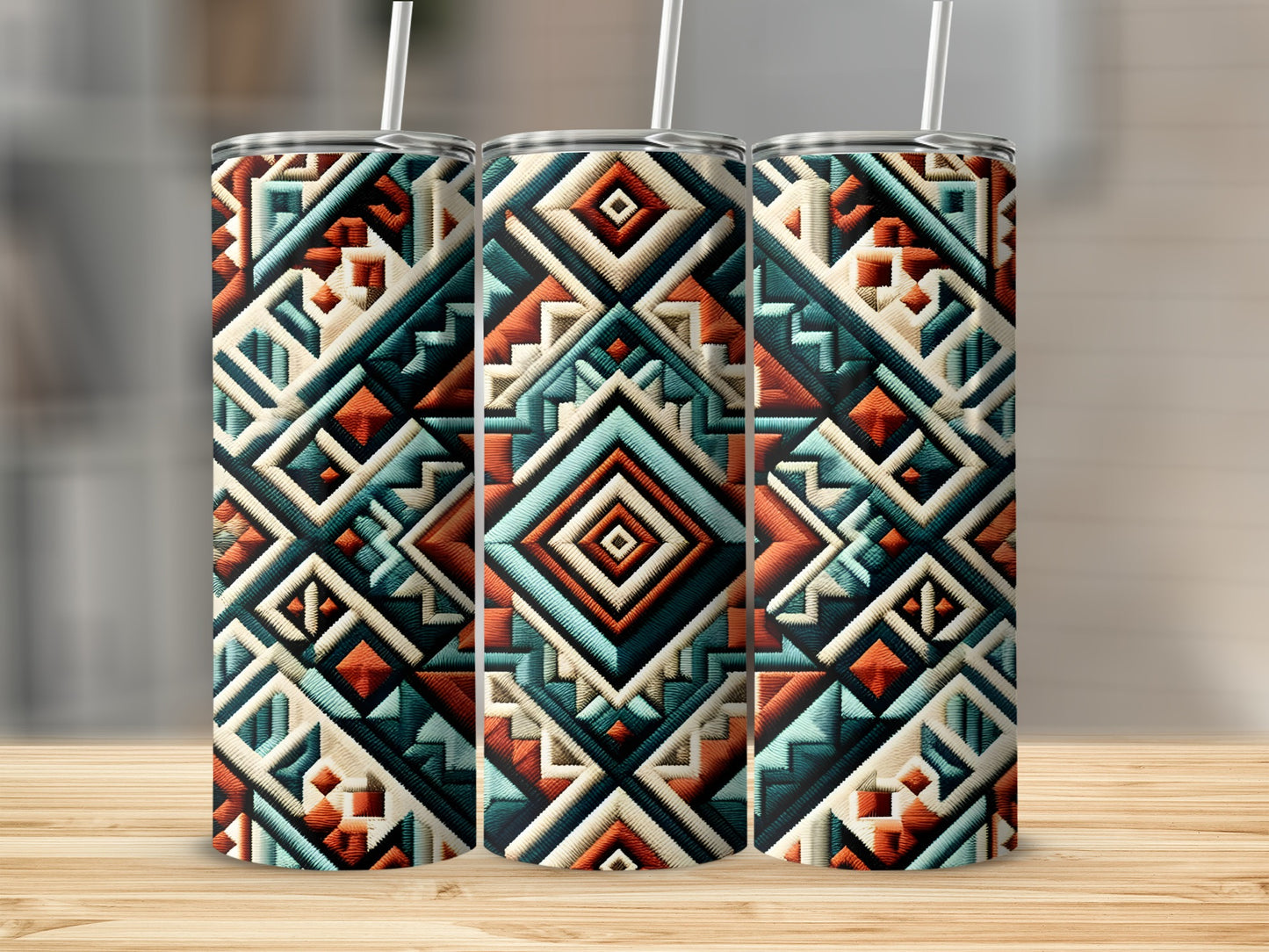 Vibrant Geometric Pattern Insulated Tumbler Product