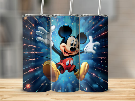 Vibrant Mickey Mouse Tumbler With Starburst Background