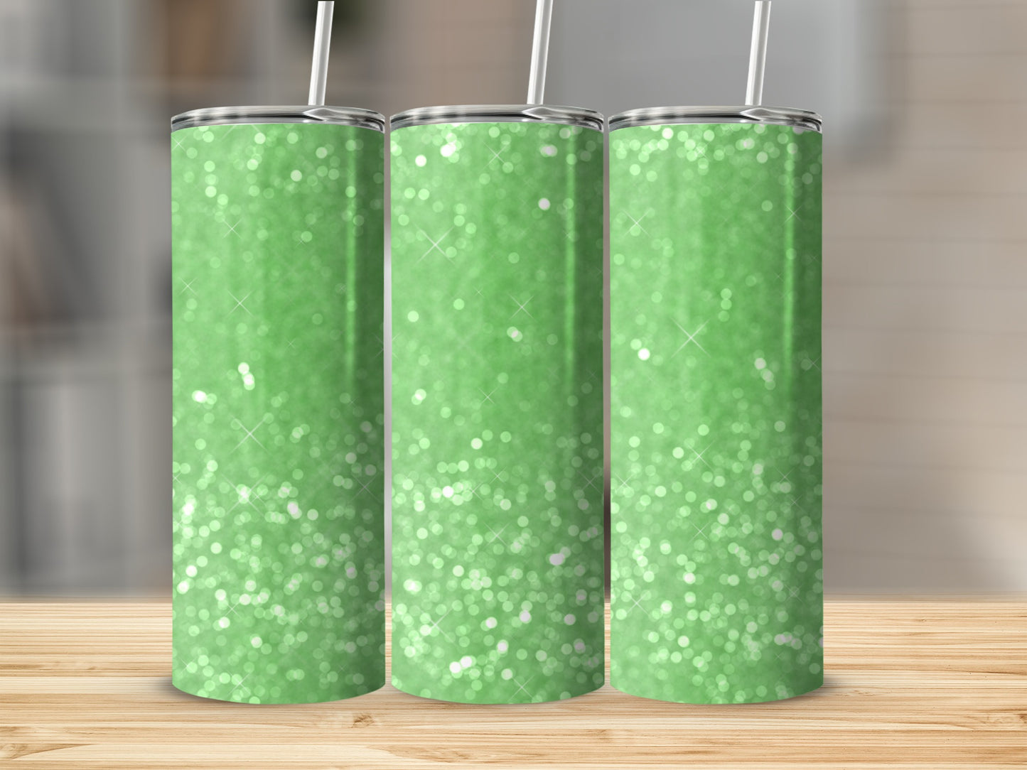 Sparkling Green Glitter Effect Tumbler for Beverages