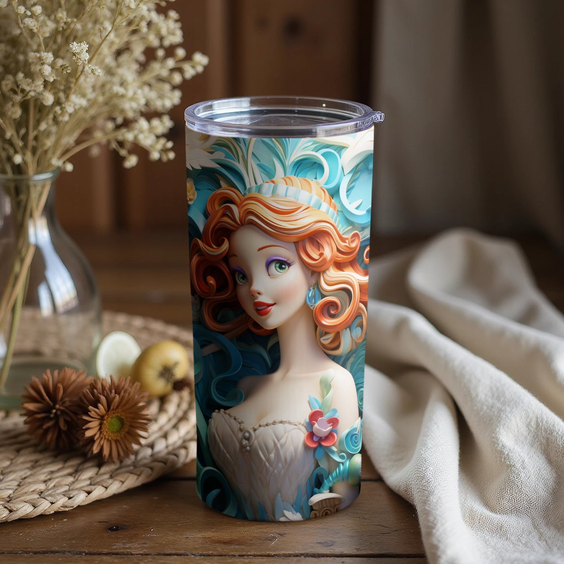 Enchanting Redhead Character Tumbler for Every Day Use